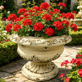 Gdfstudio Lena Mgo Garden Planter Antique White Finish Garden Decoration With Drainage Hole