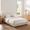 Gdfstudio Leo Upholstered Platform Bed With 44.5 Curved Headboard Boucle Fabric Bed No Box Spring