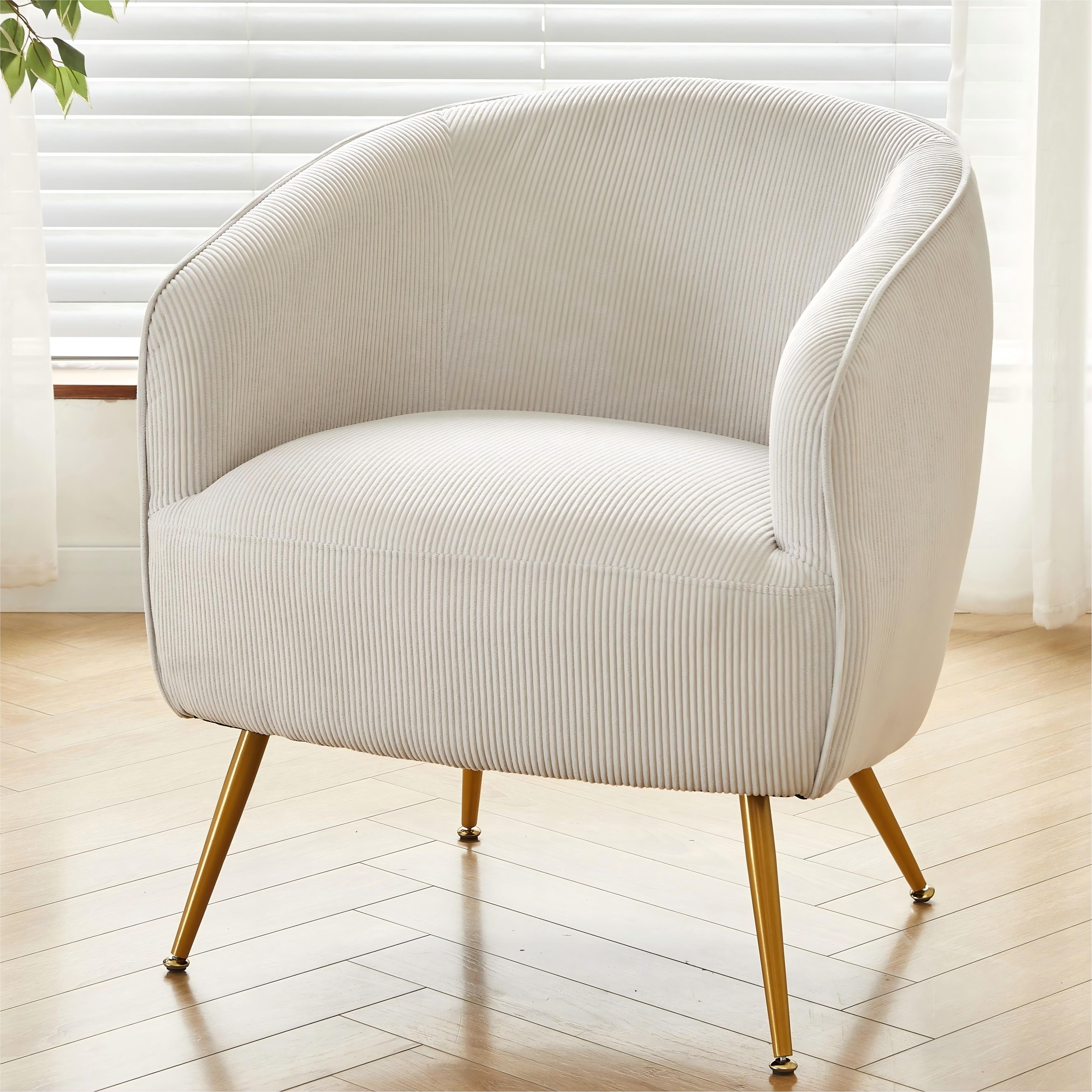 Gdfstudio Luca Corduroy Barrel Accent Chair With Gold Metal Legs Modern Upholstered Armchair For Living Room