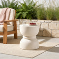Gdfstudio Lumi Outdoor Concrete Side Table With Waisted Design Imitation Natural Stone Texture