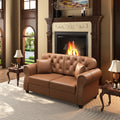Gdfstudio Lyra Sterling 63 Upholstered Loveseat Faux Leather Sofa With Button Tufting Rolled Arms