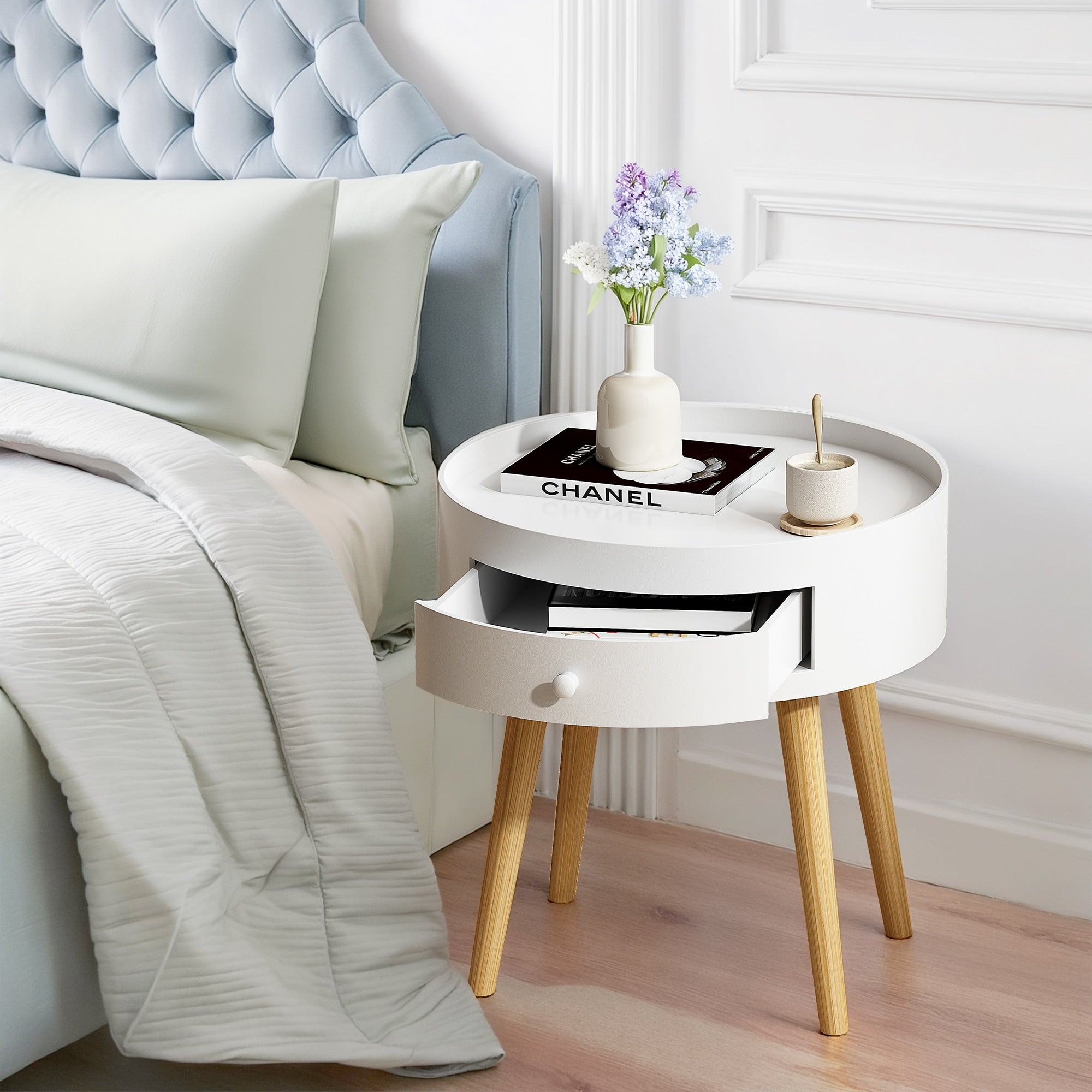 Gdfstudio Lysander Wood Small Tea Table With Drawer
