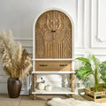 Gdfstudio Lysandra Arched Flower Fir Wood Cabinet With Drawer And Carved Door