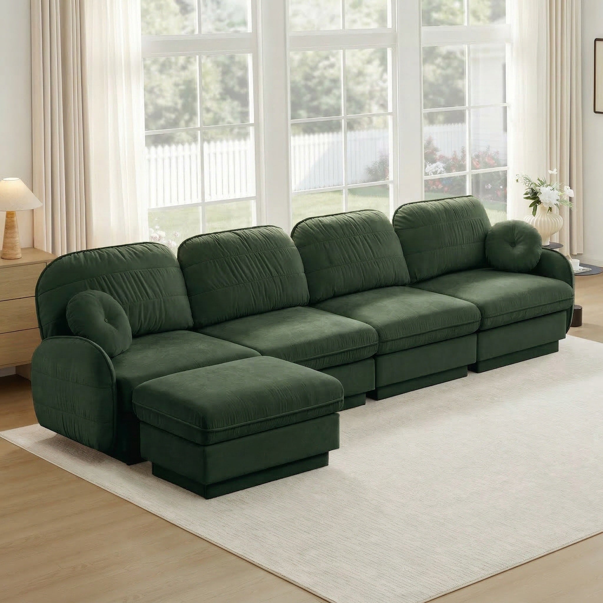 Gdfstudio Magnus Vane 137 Oversize Chenille L Shaped Sofa With Movable Ottoman Deep Seat