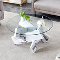Gdfstudio Marcellus Tempered Glass Coffee Table With Textured Legs