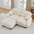 Gdfstudio Marlowe L Shaped 2 Seater Chenille Modular Sofa With Ottoman And Pleated Backrest