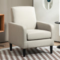 Gdfstudio Mira Faux Linen Upholstered Accent Chair With Solid Wood Frame Modern Armchair For Bedroom Or Office