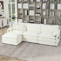 Gdfstudio Nash 109 L Shaped Modular Cloud Chenille Sofa 3 Seater With Movable Ottoman