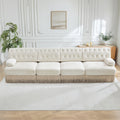 Gdfstudio Nash 135 Velvet Button Tufted Chesterfield Style Modular Sofa With Tassel Skirt