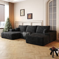 Gdfstudio Nova 107 U Shaped Cloud Sectional Sofa With Ottoman No Assembly Plush Corduroy Deep Seat