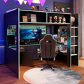 Gdfstudio Nox Gaming Loft Bed With Integrated Desk Pegboard Led Lights Usb Charging Hub