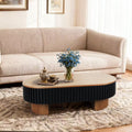 Gdfstudio Nyverra Solid Wood Veneer Elliptical Coffee Table With Hidden Storage And Removable Top