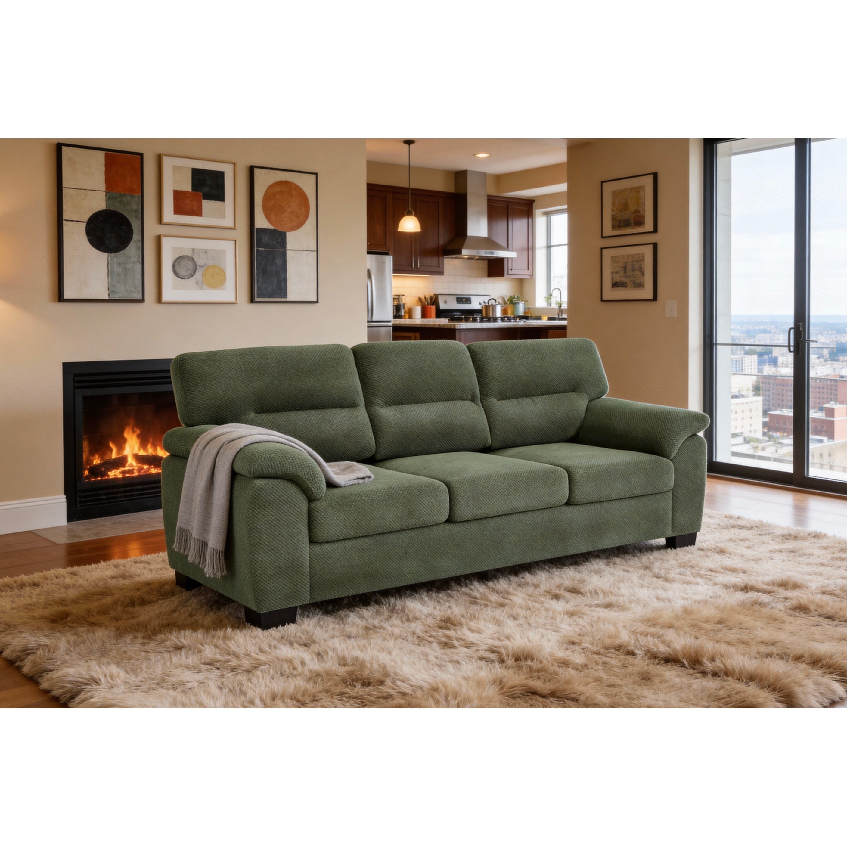 Gdfstudio Peregrine Vance 3 Seater Upholstered Sofa With Wide Track Arms