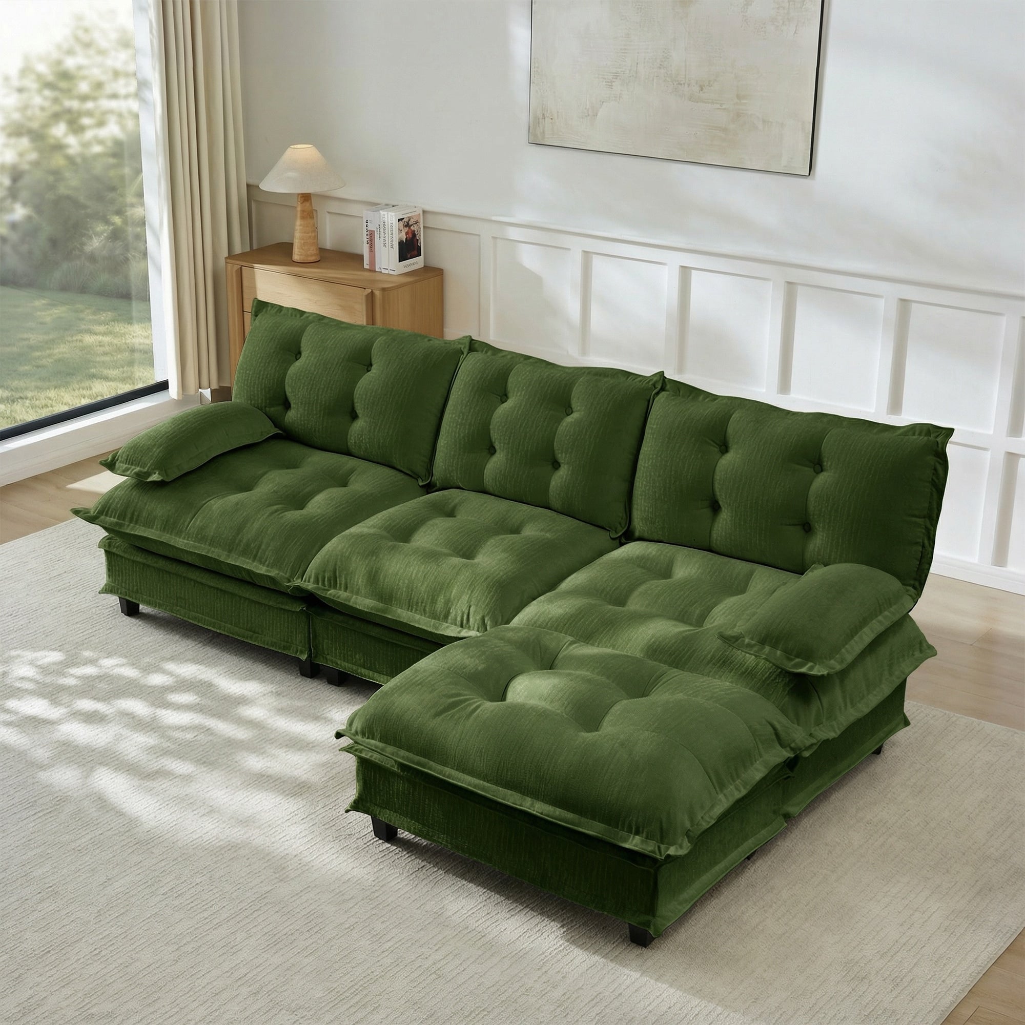 Gdfstudio Phineas Grey 107 3 Seater Cloud Sofa Modular Sectional Deep Seat Chenille Couch