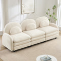 Gdfstudio Reed Teddy Fabric 3 Seat Modular Sofa With Double Layer Cushions And Curved Lumbar Support