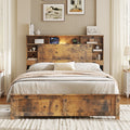 Gdfstudio Remy Bed Frame With Storage Headboard Charging Station Led Lights And Bookcase