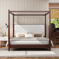 Gdfstudio Rhys Ellington Canopy Solid Wood Platform Bed With Upholstered Headboard
