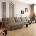 Gdfstudio River 135 L Shape Cloud Sectional Sofa No Assembly Plush Corduroy Deep Seat Couch