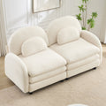 Gdfstudio Rory Teddy Fabric Loveseat Modular Sofa With Double Layer Cushions And Curved Lumbar Support
