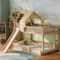 Gdfstudio Rowan Emrys House Bunk Bed With Slide Solid Wood Construction Bed