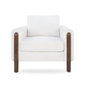 Gdfstudio Rowan Emrys Teddy Fabric Accent Chair With Walnut Legs And Curved Handrails Single Sofa