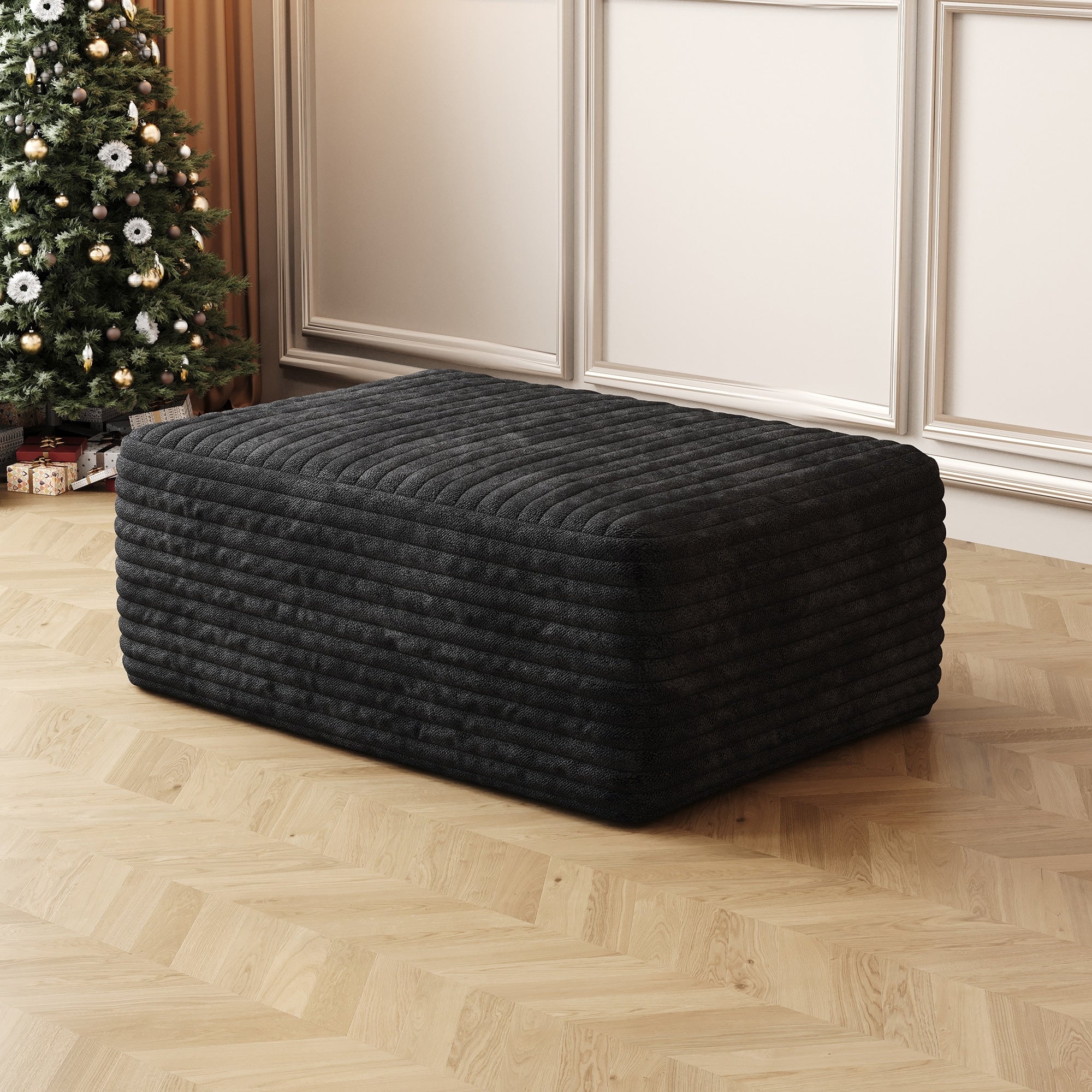 Gdfstudio Ruby Plush Corduroy Sofa Ottoman No Assembly Required Compressed Packaging Mattress Like Comfort