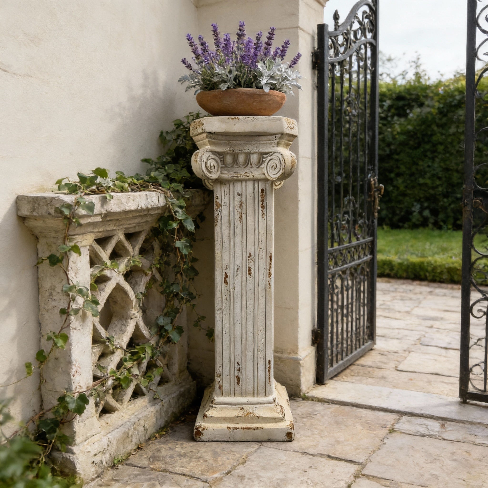 Gdfstudio Saffron Wells 38 Tall Roman Column Pedestal No Assembly Mgo Sculpture Pedestal Stand Holder