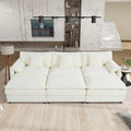 Gdfstudio Sage 109 Deep Seat Modular Cloud Chenille Sofa Sleeper With 3 Ottomans