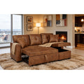 Gdfstudio Seraphina Wren Sleeper Sectional With Pull Out Bed Reversible Chaise And Storage