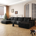 Gdfstudio Sky 135 U Shaped Cloud Sectional Sofa With Ottoman No Assembly Plush Corduroy Deep Seat