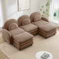 Gdfstudio Sloane Teddy Fabric 3 Seat Modular Couch With Double Layer Cushions And Curved Lumbar Pillows
