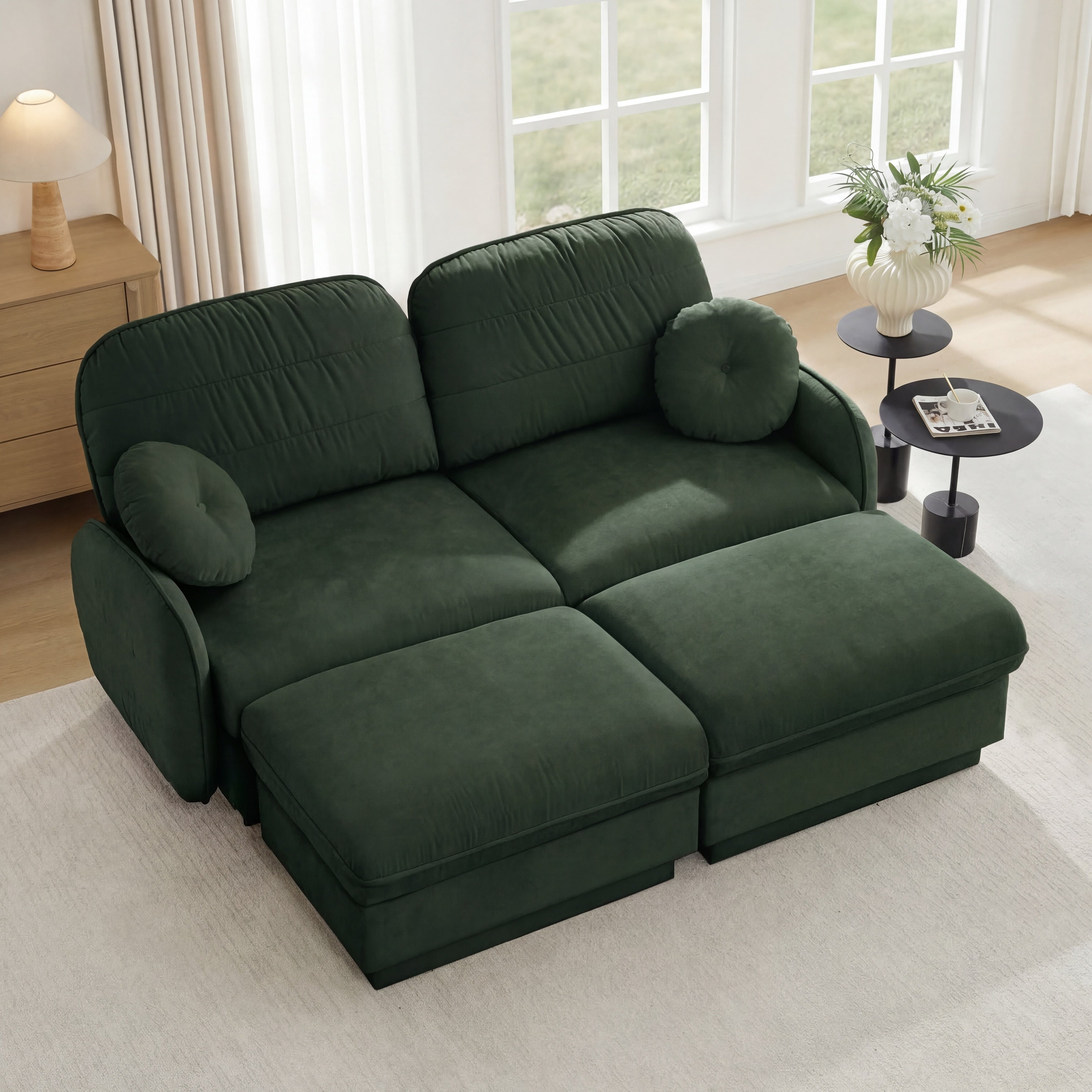 Gdfstudio Sylvie Ashworth Chenille Cloud U Shaped Loveseat Sofa With Movable Ottomans Deep Seat
