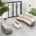 Gdfstudio Thalor Acacia Wood Rope Woven Outdoor 4 Piece Sofa Set