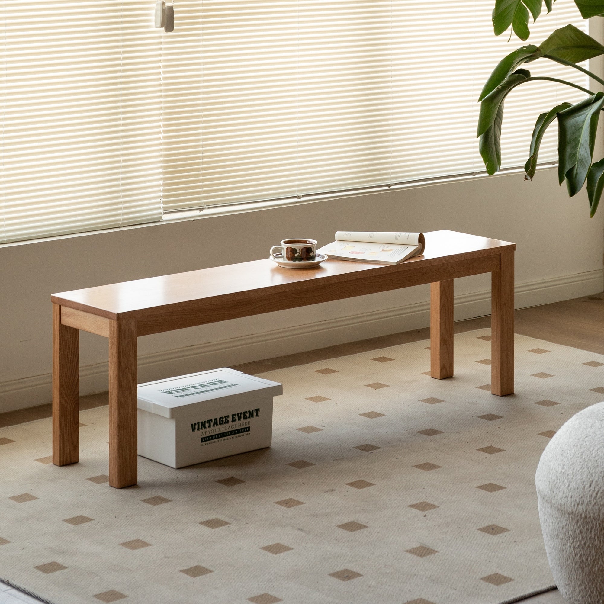 Gdfstudio Thalric Solid Oak Wood Rectangular Bench With Reinforced Support And Spacious Seating