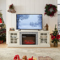 Gdfstudio Thatch Wood 70 Tv Stand With Faux Stacked Stone Fireplace And 2 Door Storage