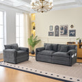 Gdfstudio Thea 75 Deep Seat Loveseat Armchair Set Chenille Cloud Couch Set With 3 Pillows