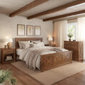Gdfstudio Wells 4 Piece Farmhouse Queen Bedroom Set With Platform Bed 2 Nightstands And Dresser
