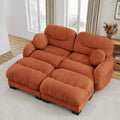 Gdfstudio Weston L Shaped 2 Seater Chenille Modular Sofa With 2 Ottomans And Pleated Backrest