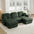 Gdfstudio Willa Hemlock 105 Oversize Chenille U Shaped Sofa With Movable Ottoman Deep Seat