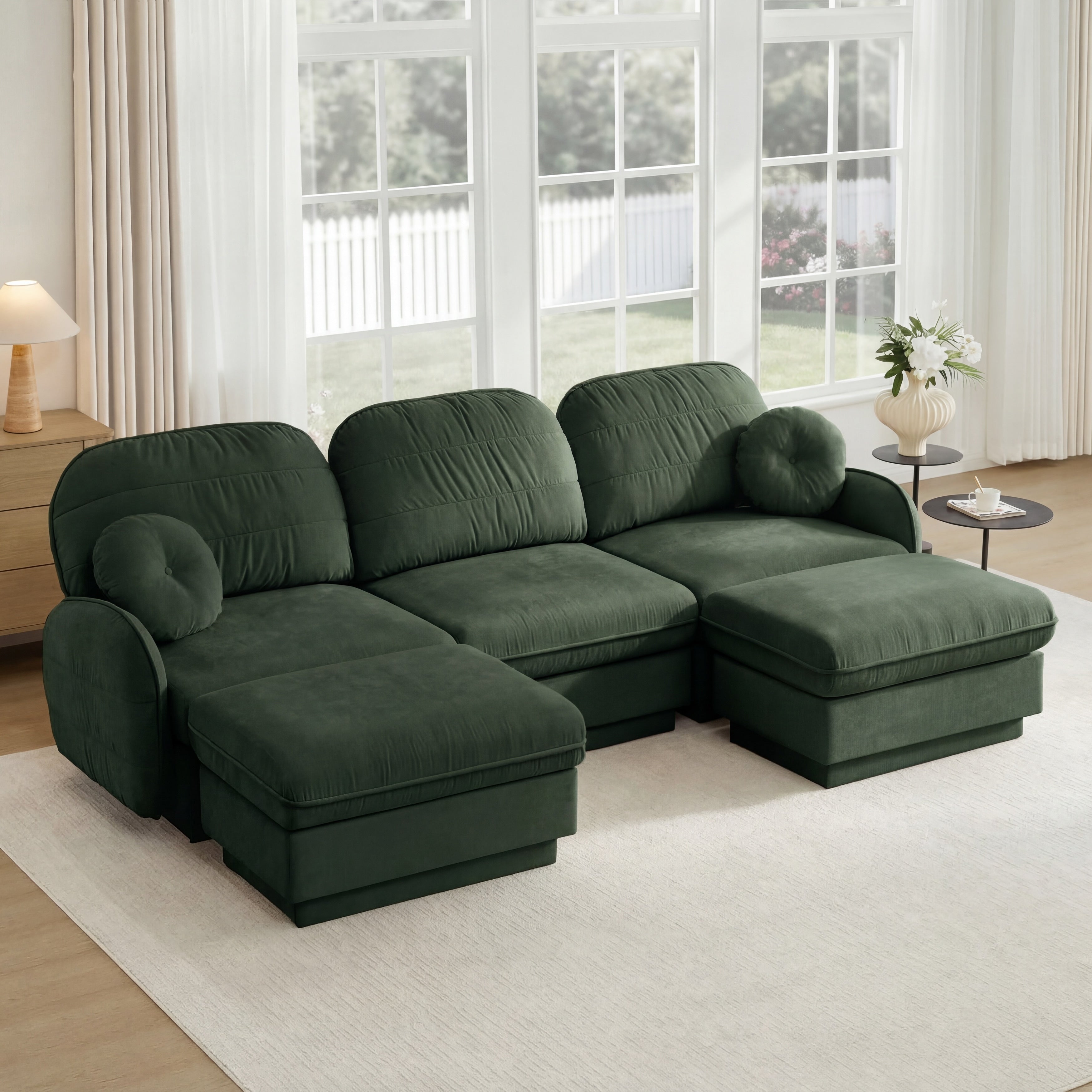 Gdfstudio Willa Hemlock 105 Oversize Chenille U Shaped Sofa With Movable Ottoman Deep Seat