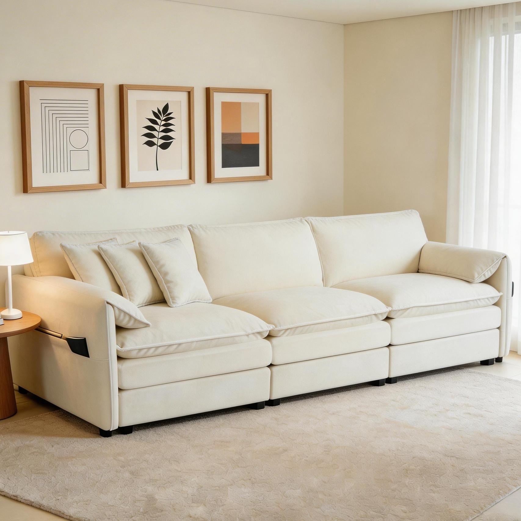 Gdfstudio Wren 109 Oversized Deep Seat Chenille Cloud Couch 3 Seater Modular With 3 Pillows