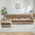 Gdfstudio Wren 135 L Shaped Pet Friendly Velvet Chesterfield Sofa With Tassel Skirt