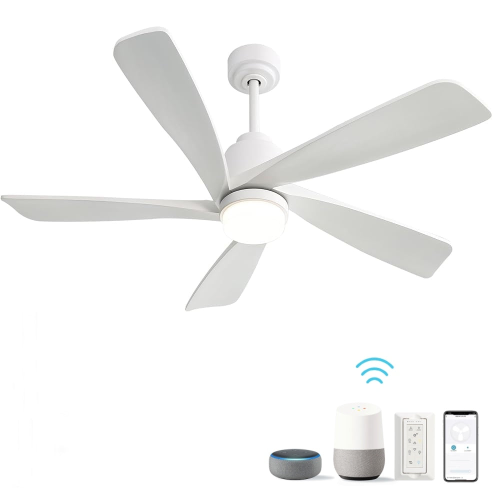 Gdfstudio Wren 52 Smart Ceiling Fan With 5 Solid Wood Blades Dimmable Led 3Cct Remote App Control
