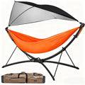 Gdfstudio Zephyr Holloway Portable Hammock With Quick Fold Stand Adjustable Sunshade And Storage Bag Heavy Duty Hammock