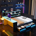 Gdfstudio Zephyr Holloway Queen Size Gaming Daybed With Desk Led Lights 3 Drawers Built In Charging Station