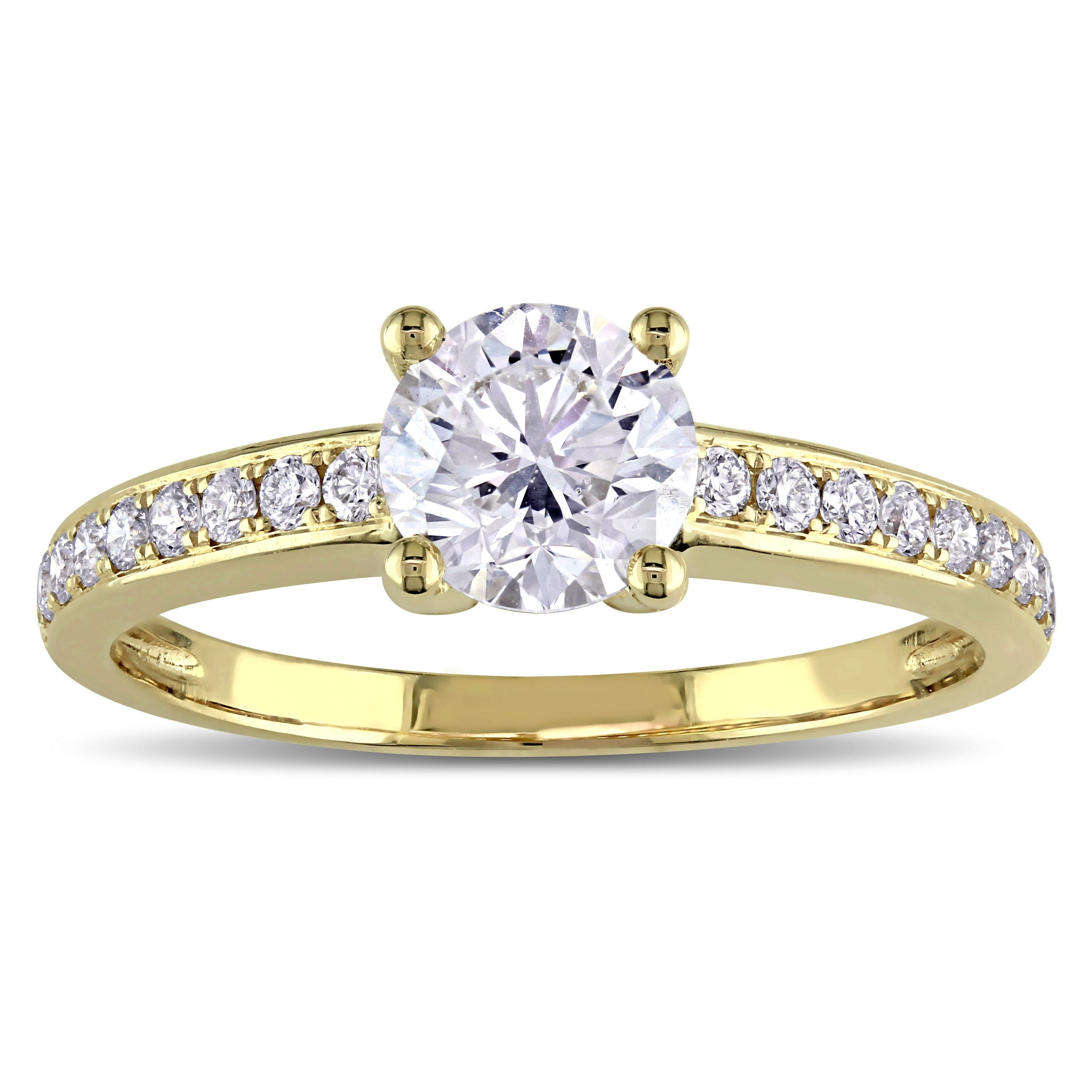 Miadora 14K Yellow Gold Certified 1 1 6Ct Tdw Diamond Engagement Ring Gia White