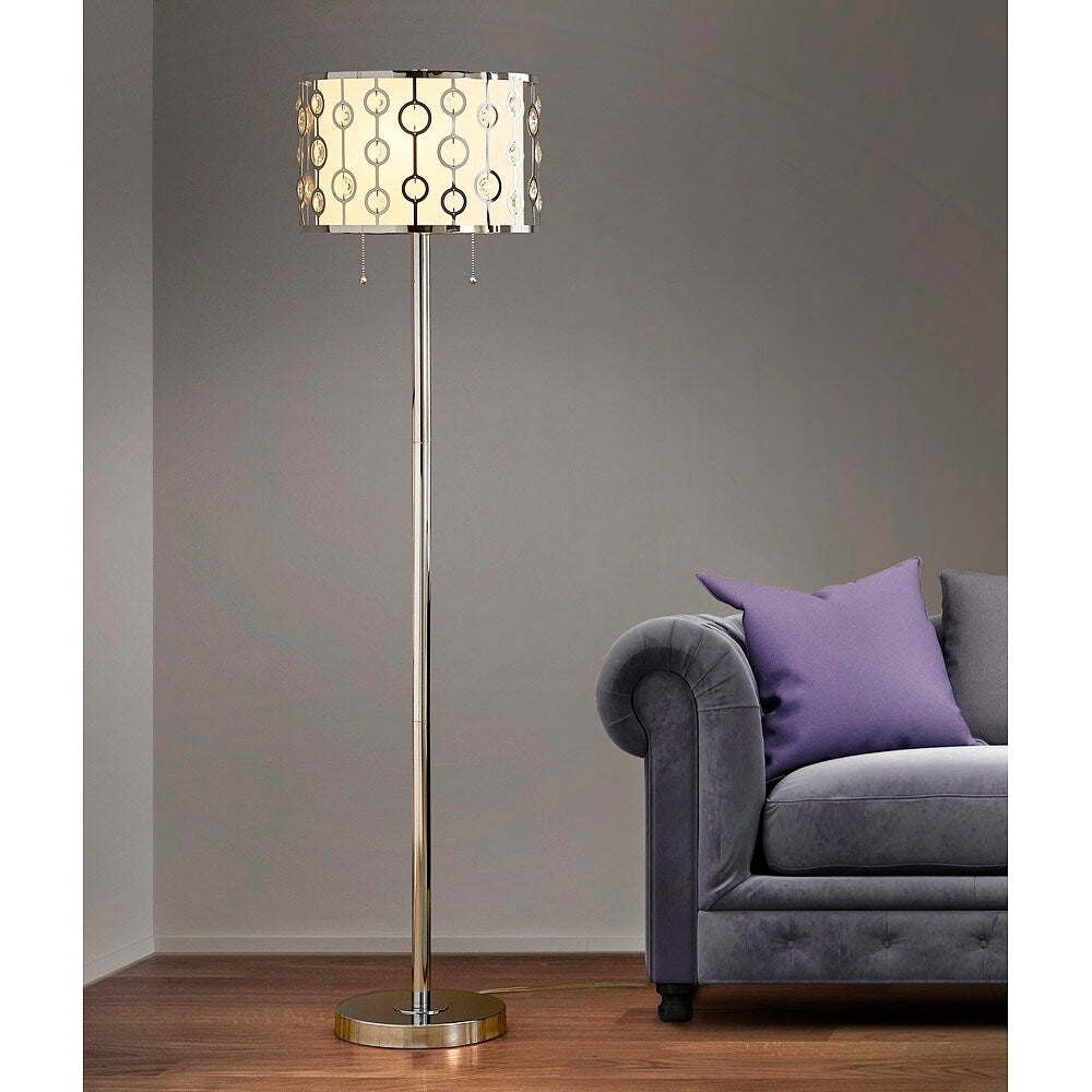 Glimmer 61.5 H 2 Light Metal Shade With Crystals Floor Lamp 61 H