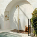Grandjoy 316 Stainless Steel Freestanding Outdoor Shower Column With Handheld Spray And Lower Spout
