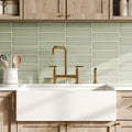 Grandjoy Culinary 2 Handle Industrial 8 Inch Widespread Bridge Kitchen Faucet With Side Sprayer