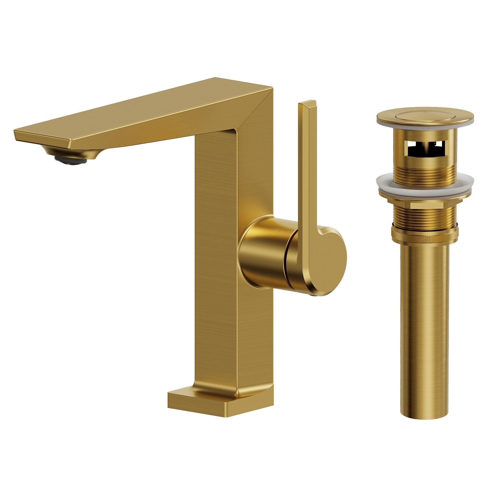Grandjoy Modern Single Hole Bathroom Faucet With Pop Up Drain Solid Brass Sink Basin Mixer And Side Handle
